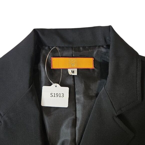 MCM (Authentic) Sleek Black Single Breasted Blazer Suit Lined Jacket, Size M/6-8 - Picture 4 of 10